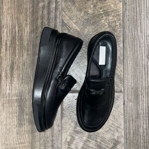 Black Leather Women's Loafers